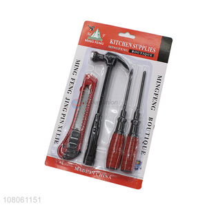 Factory supply hand tools set screwdriver art knife claw hammmer