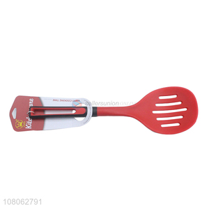 Best selling silicone utensils slotted ladle with plastic handle