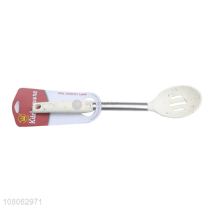 Popular products white silicon slotted spoon with handle