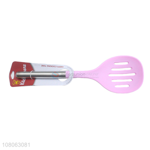 Hot items stainless steel handle silicone slotted ladle