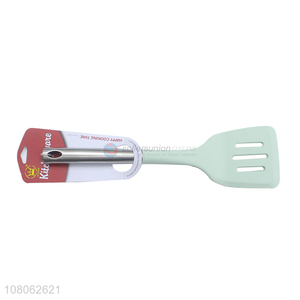 China factory green silicone slotted spatula for sale