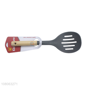 New products silicone slotted spoon with wooden handle