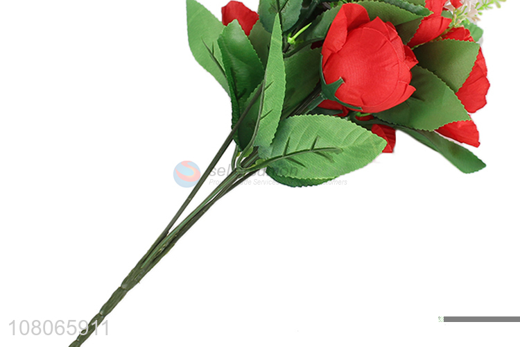 Good selling red rose plastic simulation flower wholesale