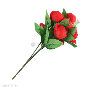 Good selling red rose plastic simulation flower wholesale