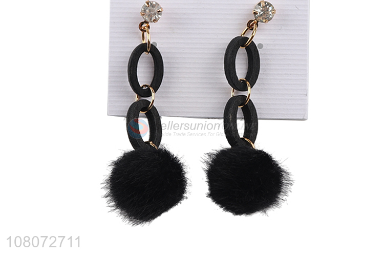 Yiwu factory black plush pendant fashion earrings