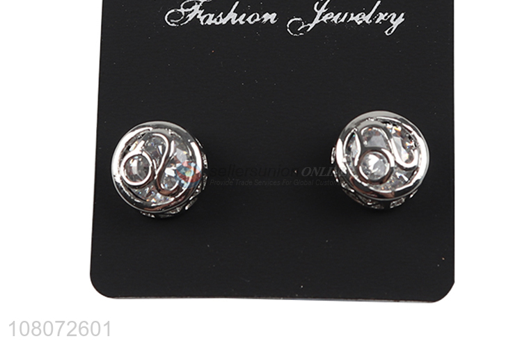 Factory supply silver round ear stud women earrings for sale