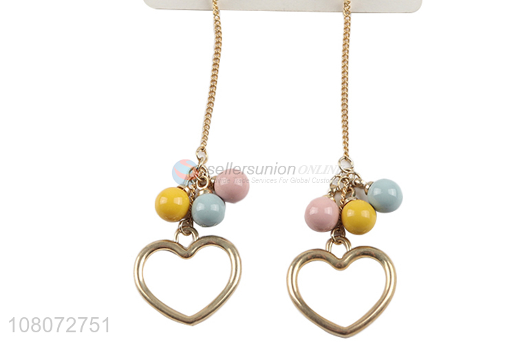 Best quality heart shape pendant long style earrings