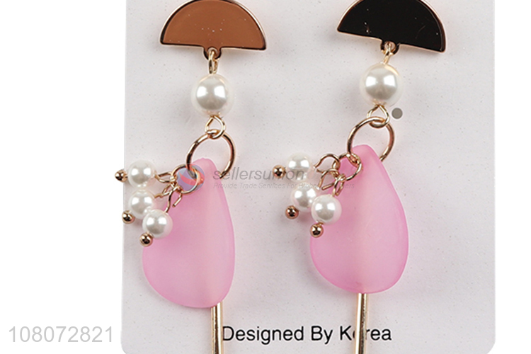 Most popular creative ladies jewelry metal earrings with pearl