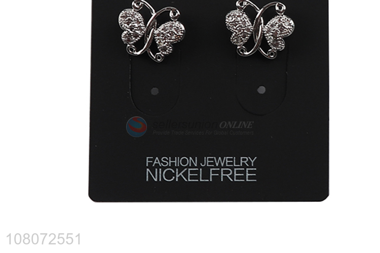 Low price silver butterfly shape women fashion earrings