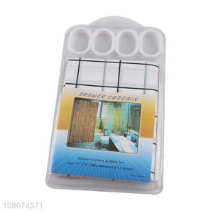 Wholesale Bathroom Waterproof <em>Bath</em> <em>Curtain</em> With Hook Set