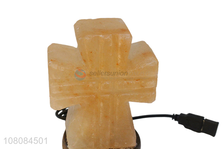 Hot sale cross decoration salt stone lamp home stone crafts