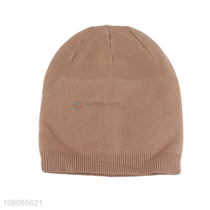 High quality khaki autumn warm knitted hat for ladies