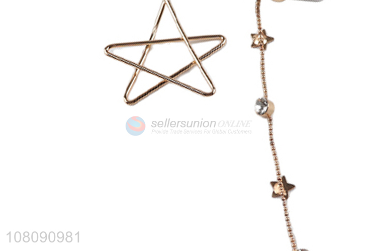 Custom Fashion Metal Pentagram Long Chain Pendant Earring