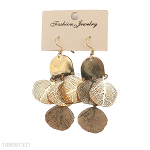 New Design Metal Leaves Drop Earring Ladies Hook Earring