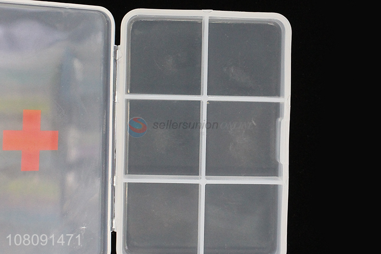 Top selling plastic 6compartment pill box medicine case