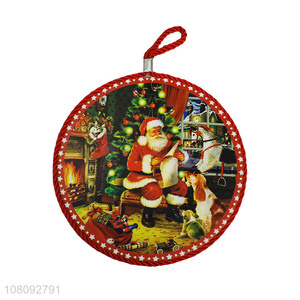 Factory supply dual-purpose round Christmas ceramic cork coffee coaster