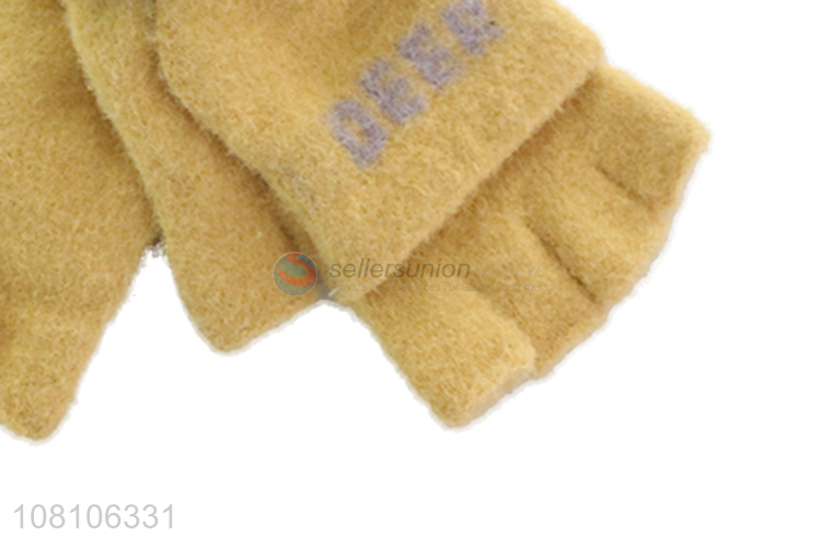 Yiwu supplier yellow cute half-finger gloves for girls