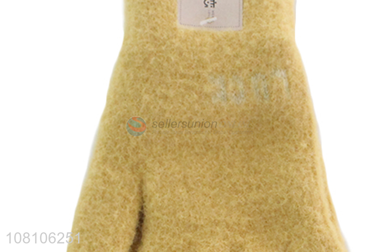 Factory wholesale yellow warm gloves cute girls gloves