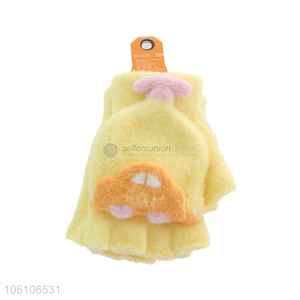 Cheap price yellow warm gloves children knitted gloves