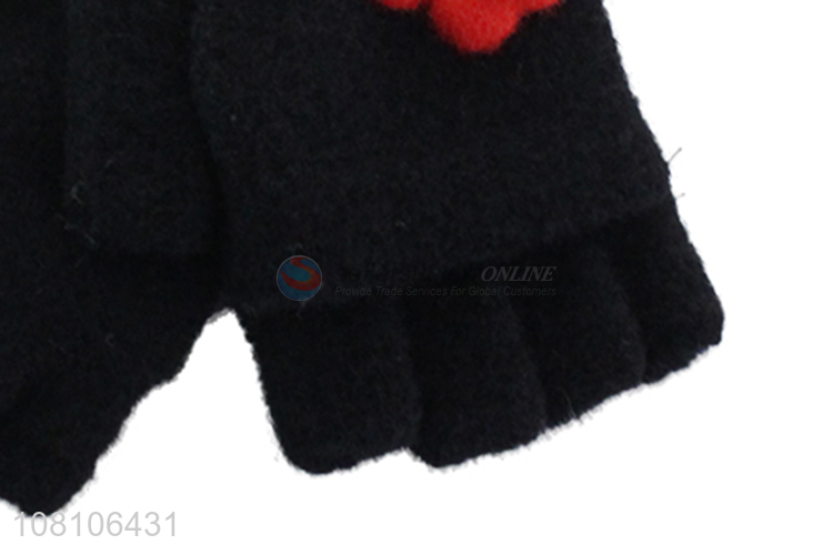 Wholesale price black simple ladies warm gloves for sale