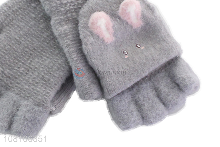 New products gray cute knitted gloves outdoor riding gloves