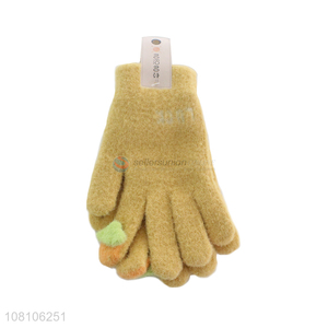 Factory wholesale yellow warm gloves cute girls gloves