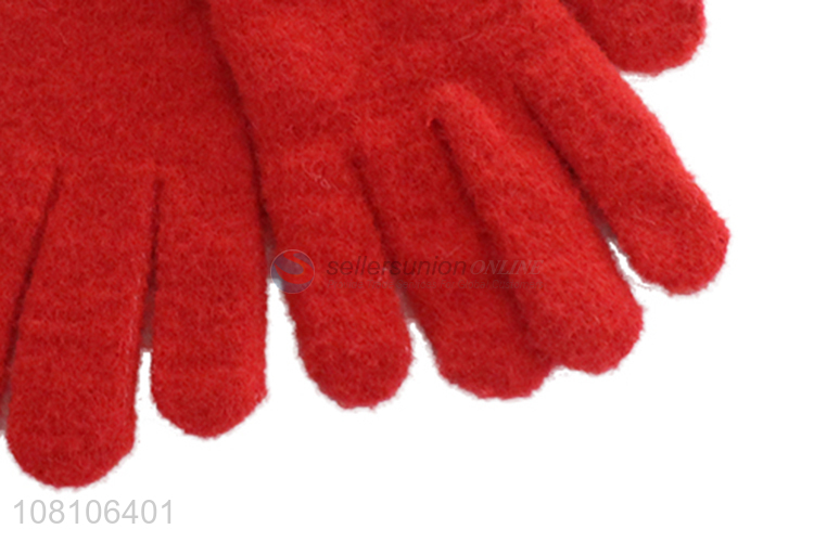 High quality red knitted gloves christmas gloves for sale