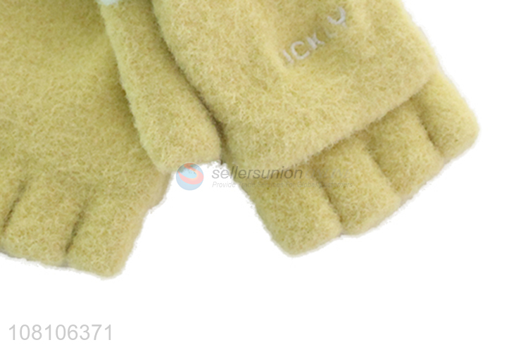 New arrival yellow flip half-finger gloves for ladies