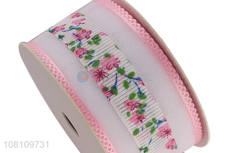 Online wholesale floral printing Christmas ribbon for DIY craft