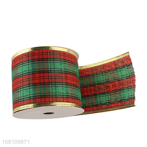 Low price wired check pattern ribbon Christmas plaid ribbon