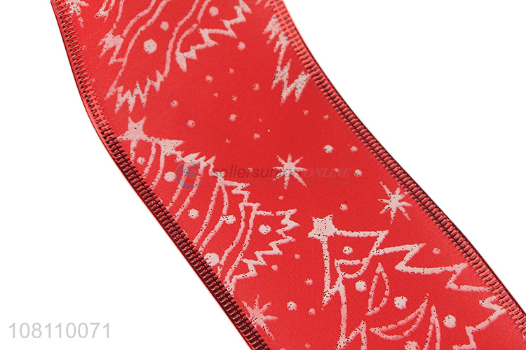 Yiwu market wired edge Christmas tree ribbon for decoration