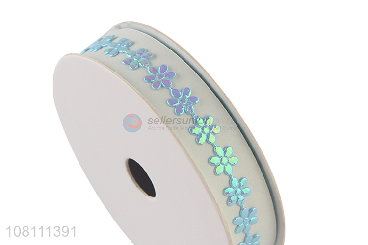 Custom Garment Accessories Embossed Flower Polyester Ribbon