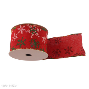 New Style Christmas Printed Wired Edge Ribbon DIY Craft Ribbon