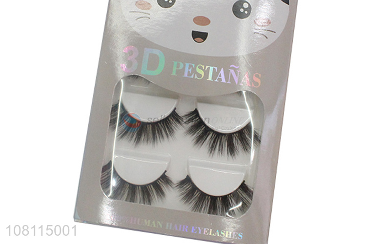 Low price handmade natural cosmetic women false eyelashes