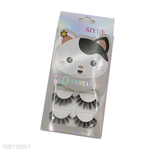 Low price handmade natural cosmetic women false eyelashes