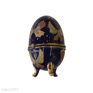 Recent design ceramic jewelry box egg shape trinket case holer