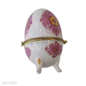 New product egg shaped ceramic ring holder jewelry storage box