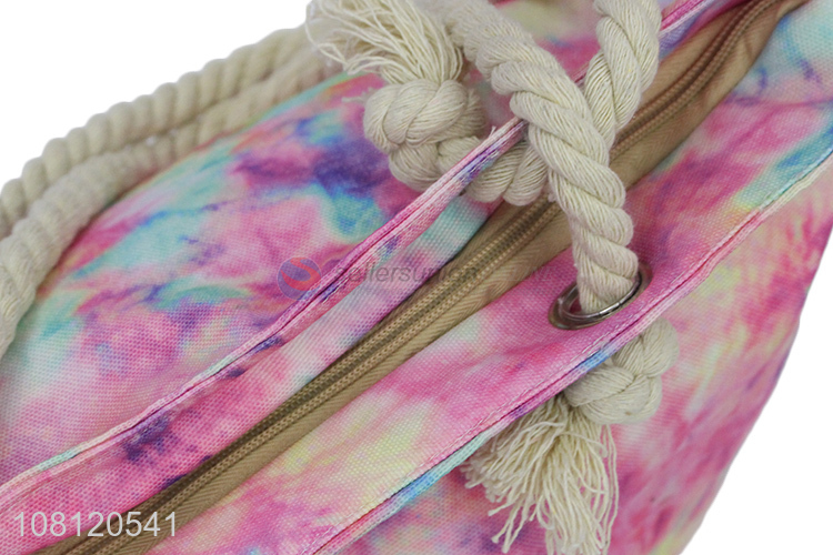 Hot sale fashionable tie-dye polyester beach bag tote bag for women