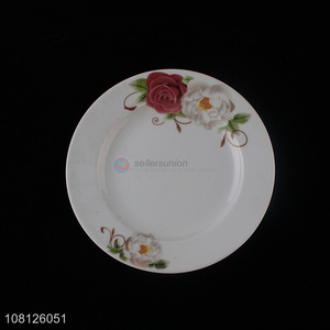 Yiwu market flower pattern ceramic plate salad pasta plate