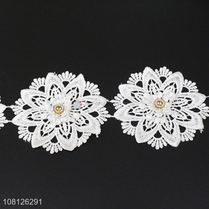 Hot products white flower shape lace trim for dress decoration