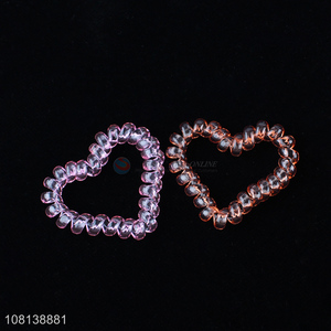 Recent design heart shaped coin hair ties spiral hair bands