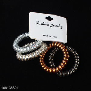 High quality metallic color cord hair bands coin hair ties