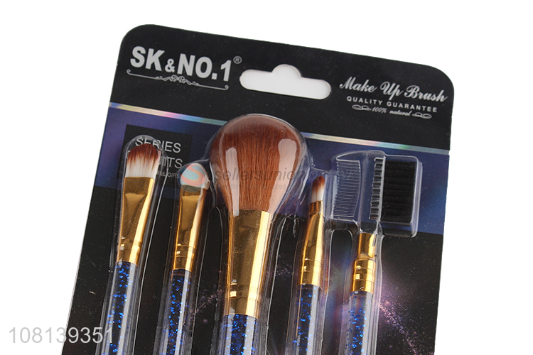 Yiwu supply blue eyeshadow brush plastic makeup brush set