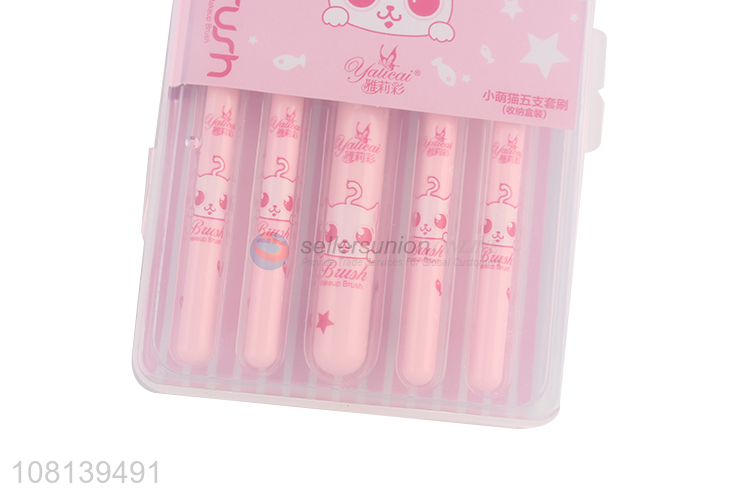 High quality pink cartoon makeup brush set for sale