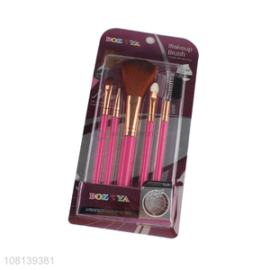 Low price wholesale pink plastic beauty brush set for ladies