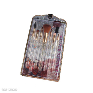 Latest design transparent glitter makeup brush set for sale