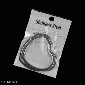 New design heart shape silver stainless steel hoop earrings