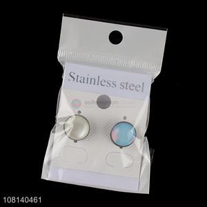 Top selling stainless steel round ear studs for jewelry