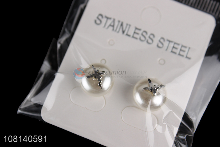 Popular products silver stainless steel earrings ear studs