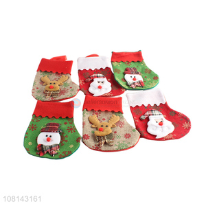 Hot sale cartoon linen Christmas stocking party decorations